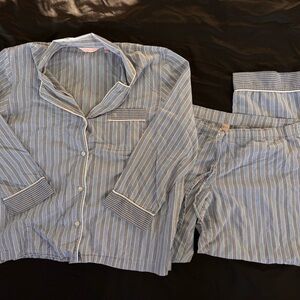 Victoria's Secret Y2K blue and grey Striped women’s Pajama Set